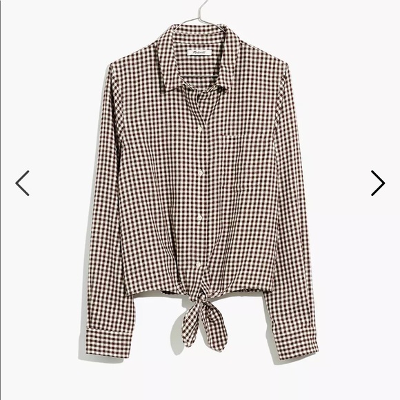 Madewell Tops - Madewell Flannel Tie-Front Shirt in Gingham Check Size Large